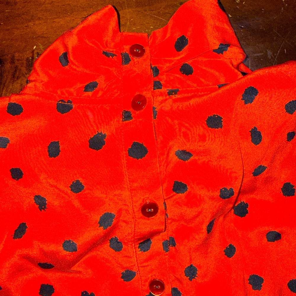 LAN JAENICKE RED POLKA DOT BLOUSE WITH BOW❤️ - Picture 4 of 11